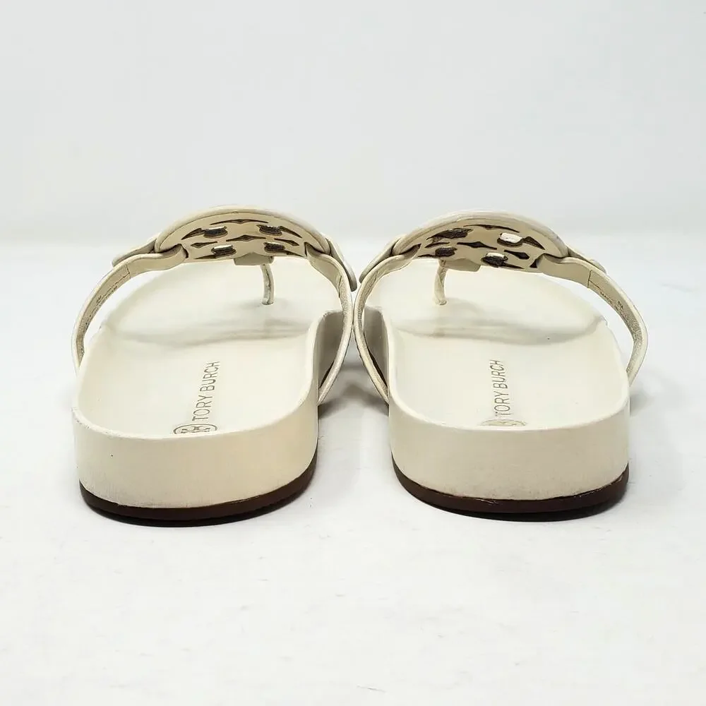 Tory Burch Miller Cloud Leather Thong Sandal Calf Leather New Ivory 81032 Size 8